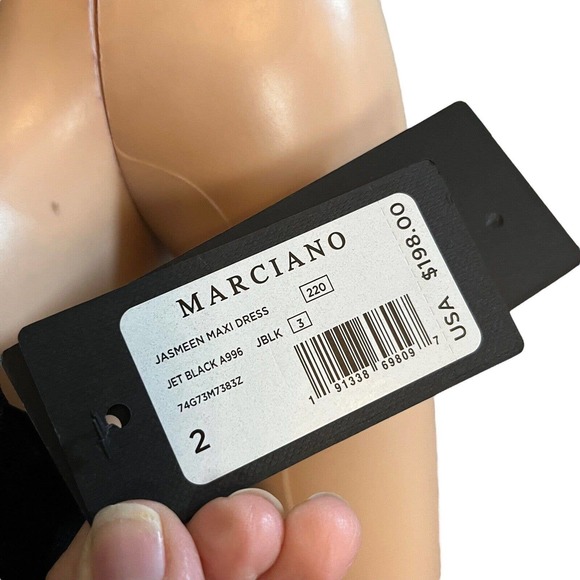 Marciano Jasmeen Maxi Dress Lace Chiffon Black Nude Sleeveless - Picture 8 of 9